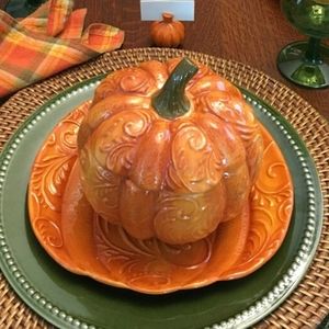 Pier 1 Imports Orange Pumpkin Lidded Bowl